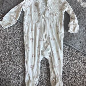 Carter's White and Brown Footies Soft One Pieces